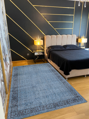 Blue Over Dyed Rug I Traditional Design Rug | Turkish Rug | Hand Weaving Rug | Bedroom Rug | Wool Rug | Vintage Rug | Tumbled Rug | Naturel Rug | Boho Rug I 5'10'' x 10'4'' ft 177 x 315 cm