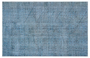 Blue Over Dyed Vintage Rug 6'7'' x 10'1'' ft 200 x 308 cm
