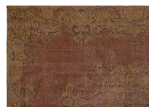 Brown Over Dyed Vintage Rug 5'2'' x 7'7'' ft 157 x 232 cm