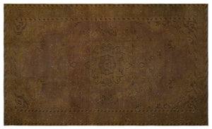Brown Over Dyed Vintage Rug 5'4'' x 8'10'' ft 163 x 270 cm