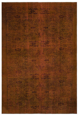 Brown Over Dyed Vintage Rug 6'2'' x 9'1'' ft 187 x 278 cm