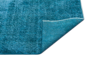 Turquoise Over Dyed Vintage Rug 3'9'' x 6'8'' ft 115 x 203 cm