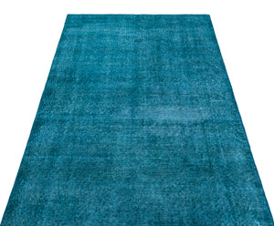 Turquoise Over Dyed Vintage Rug 3'9'' x 6'8'' ft 115 x 203 cm