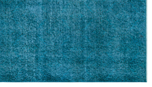 Turquoise Over Dyed Vintage Rug 3'9'' x 6'8'' ft 115 x 203 cm