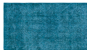 Turquoise Over Dyed Vintage Rug 3'9'' x 6'8'' ft 115 x 203 cm