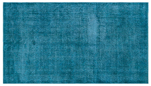 Turquoise Over Dyed Vintage Rug 3'9'' x 6'8'' ft 115 x 203 cm