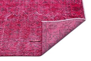 Fuchsia Over Dyed Vintage Rug 3'8'' x 6'9'' ft 112 x 205 cm