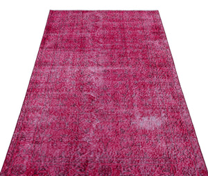 Fuchsia Over Dyed Vintage Rug 3'8'' x 6'9'' ft 112 x 205 cm