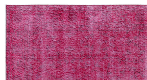 Fuchsia Over Dyed Vintage Rug 3'8'' x 6'9'' ft 112 x 205 cm