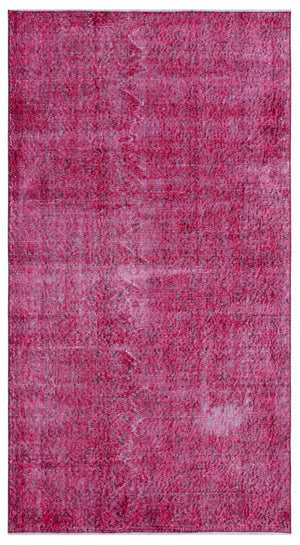 Fuchsia Over Dyed Vintage Rug 3'8'' x 6'9'' ft 112 x 205 cm