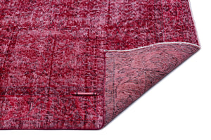Red Over Dyed Vintage Rug 3'6'' x 6'9'' ft 106 x 206 cm