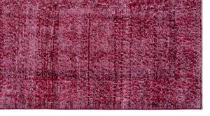 Red Over Dyed Vintage Rug 3'6'' x 6'9'' ft 106 x 206 cm