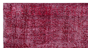 Red Over Dyed Vintage Rug 3'6'' x 6'9'' ft 106 x 206 cm