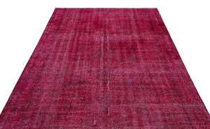 Red Over Dyed Vintage Rug 6'2'' x 9'8'' ft 188 x 294 cm