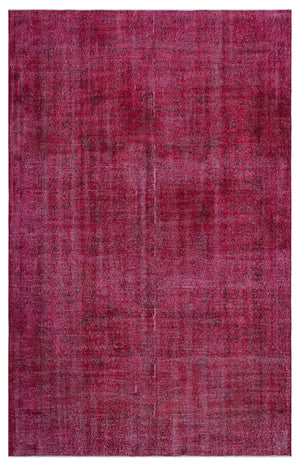 Red Over Dyed Vintage Rug 6'2'' x 9'8'' ft 188 x 294 cm