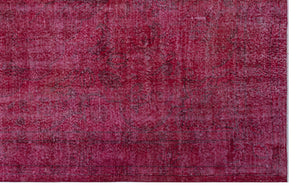 Red Over Dyed Vintage Rug 6'2'' x 9'8'' ft 188 x 294 cm