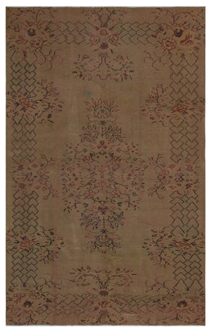 Brown Over Dyed Vintage Rug 5'3'' x 8'4'' ft 159 x 253 cm