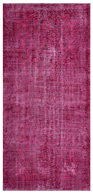Red Over Dyed Vintage Rug 4'11'' x 10'4'' ft 149 x 314 cm
