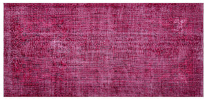 Red Over Dyed Vintage Rug 4'11'' x 10'4'' ft 149 x 314 cm