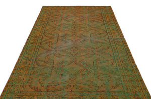 Green Over Dyed Vintage Rug 5'5'' x 8'6'' ft 166 x 258 cm
