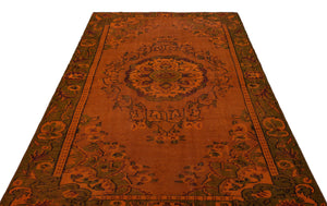 Orange Over Dyed Vintage Rug 5'7'' x 8'6'' ft 170 x 259 cm