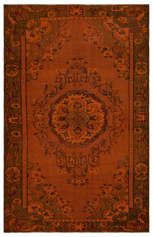 Orange Over Dyed Vintage Rug 5'7'' x 8'6'' ft 170 x 259 cm