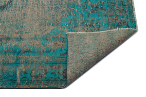 Turquoise  Over Dyed Vintage Rug 5'6'' x 8'9'' ft 168 x 266 cm