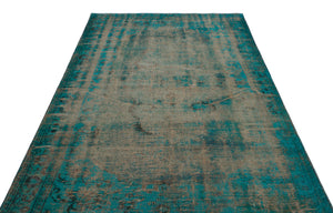 Turquoise  Over Dyed Vintage Rug 5'6'' x 8'9'' ft 168 x 266 cm