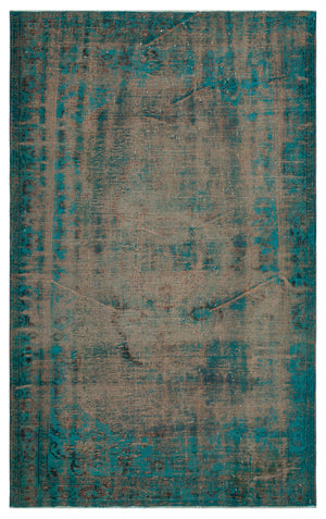 Turquoise  Over Dyed Vintage Rug 5'6'' x 8'9'' ft 168 x 266 cm