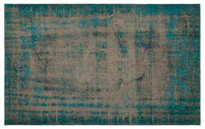 Turquoise  Over Dyed Vintage Rug 5'6'' x 8'9'' ft 168 x 266 cm