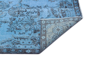 Blue Over Dyed Vintage Rug 5'10'' x 9'7'' ft 177 x 292 cm