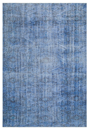 Blue Over Dyed Vintage Rug 7'3'' x 10'4'' ft 221 x 315 cm