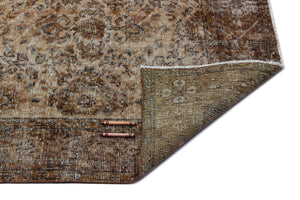 Brown Over Dyed Vintage Rug 5'7'' x 9'3'' ft 170 x 282 cm