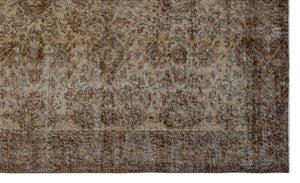 Brown Over Dyed Vintage Rug 5'7'' x 9'3'' ft 170 x 282 cm