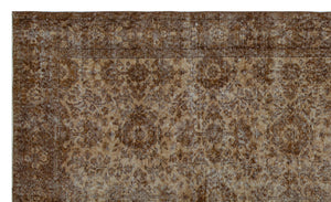 Brown Over Dyed Vintage Rug 5'7'' x 9'3'' ft 170 x 282 cm