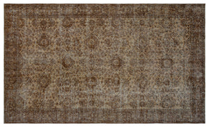 Brown Over Dyed Vintage Rug 5'7'' x 9'3'' ft 170 x 282 cm