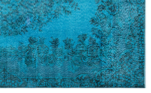 Turquoise Over Dyed Vintage Rug 5'6'' x 9'1'' ft 167 x 276 cm