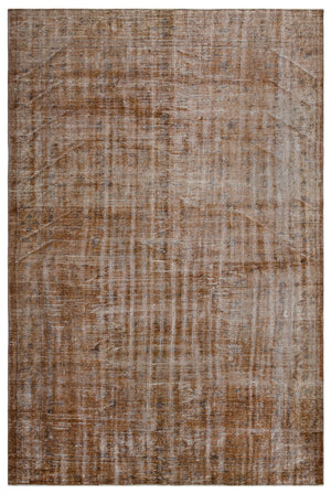Brown Over Dyed Vintage Rug 5'9'' x 8'8'' ft 175 x 263 cm