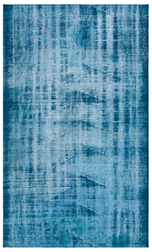Turquoise Over Dyed Vintage Rug 5'3'' x 8'9'' ft 161 x 266 cm