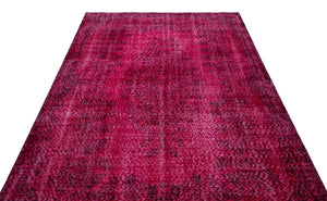 Red Over Dyed Vintage Rug 5'10'' x 9'3'' ft 177 x 281 cm