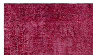 Red Over Dyed Vintage Rug 5'5'' x 9'3'' ft 165 x 281 cm