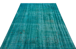 Turquoise  Over Dyed Vintage Rug 5'7'' x 8'8'' ft 170 x 265 cm