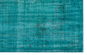 Turquoise  Over Dyed Vintage Rug 5'7'' x 8'8'' ft 170 x 265 cm