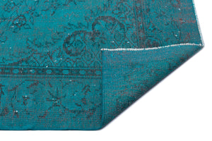Turquoise Over Dyed Vintage Rug 5'4'' x 9'1'' ft 163 x 278 cm