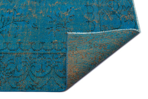 Turquoise Over Dyed Vintage Rug 6'4'' x 8'10'' ft 194 x 270 cm