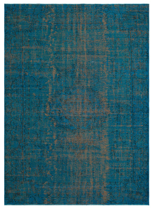 Turquoise Over Dyed Vintage Rug 6'4'' x 8'10'' ft 194 x 270 cm