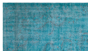 Turquoise Over Dyed Vintage Rug 5'9'' x 9'10'' ft 174 x 300 cm