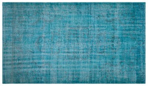 Turquoise Over Dyed Vintage Rug 5'9'' x 9'10'' ft 174 x 300 cm