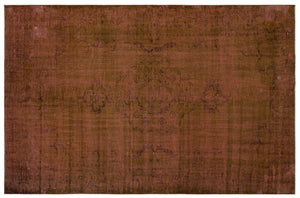 Brown Over Dyed Vintage Rug 5'11'' x 9'1'' ft 180 x 276 cm