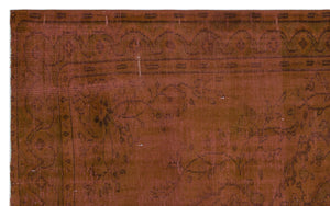Brown Over Dyed Vintage Rug 5'10'' x 9'7'' ft 178 x 291 cm